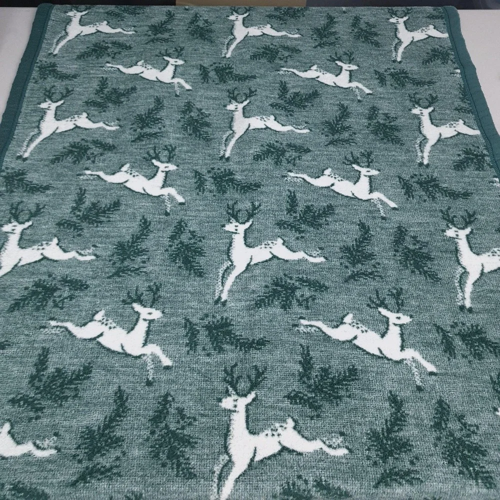 CHAPPYWRAP X The Foggy Dog Green Reindeer Pet Blanket Throw Cotton Poland